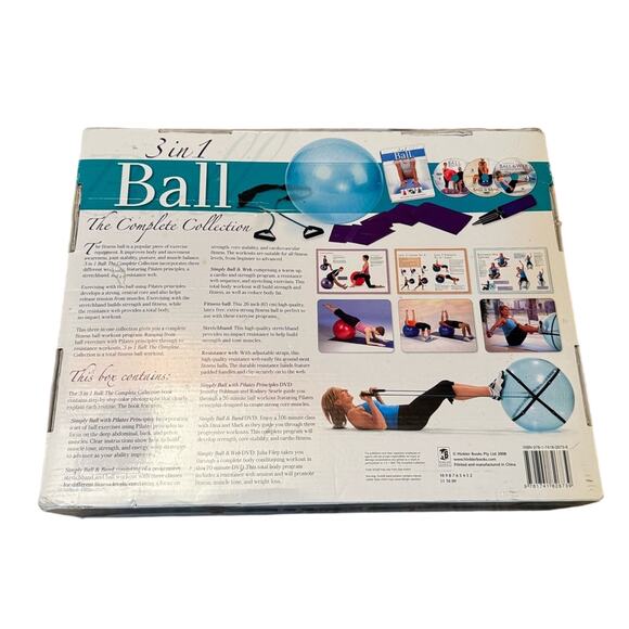 NEW 3-in-1 Fitness Ball Workout Kit Book DVD Set + Bands Pump Complete Set - Picture 7 of 7